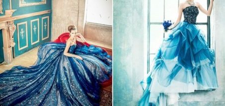 váy cưới màu xanh da trời