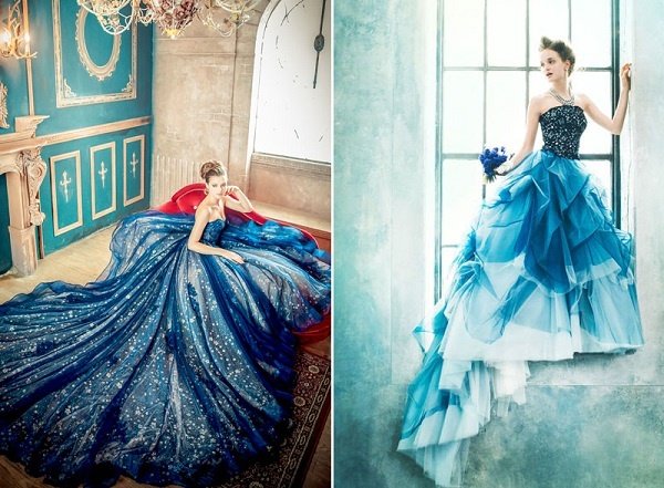 10 mẫu Váy Cưới Màu Xanh tinh khiết khiến Mọi Người Say Đắm